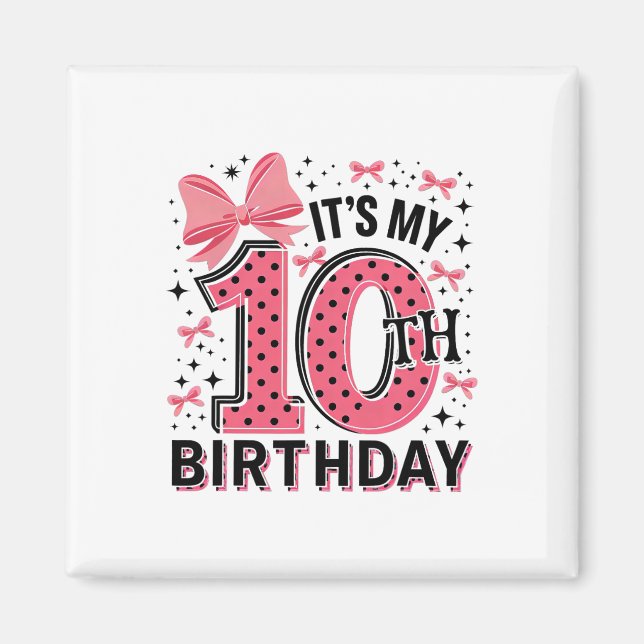 10th Coquette Birthday Girl 10 Years Old Girl Coqu Magnet (Framsidan)