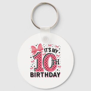 10th Coquette Birthday Girl 10 Years Old Girl Coqu Nyckelring