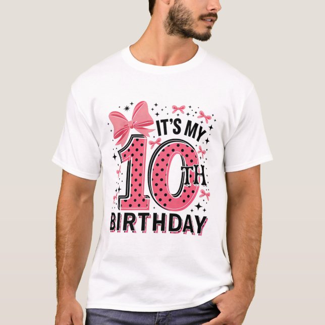 10th Coquette Birthday Girl 10 Years Old Girl Coqu T Shirt (Framsida)