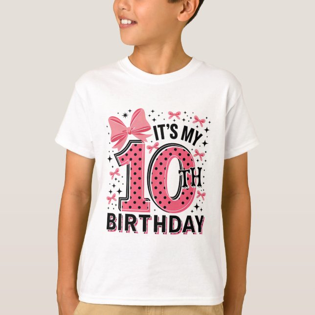10th Coquette Birthday Girl 10 Years Old Girl Coqu T Shirt (Framsida)