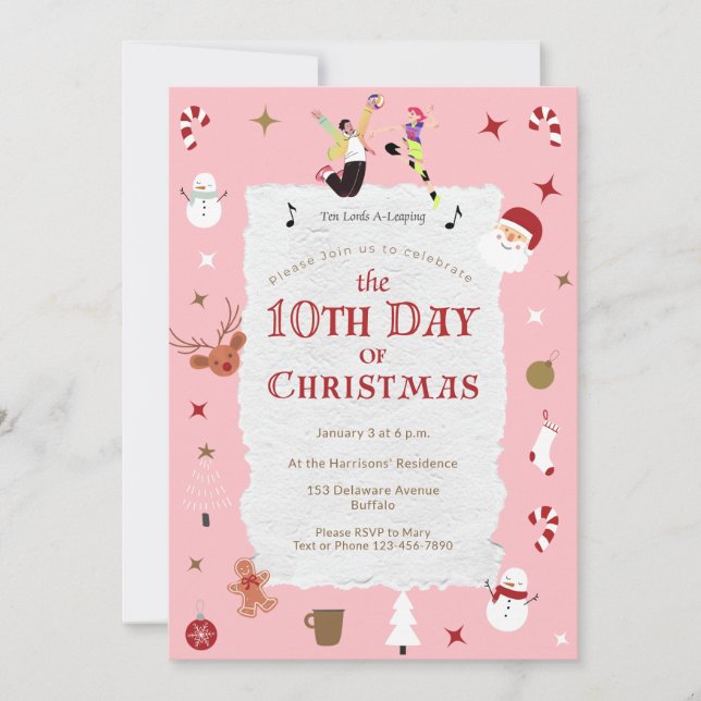10th Day of Christmas Cute January Holiday Party Inbjudningar (Framsida)