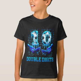10th Double Digits Birthday Boy Soccer Ice Drippin T Shirt