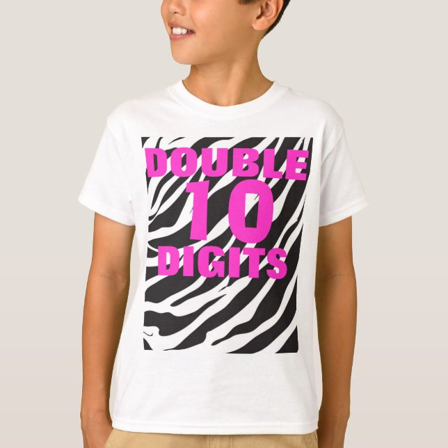 10th födelsedag - sebra och shock rosa tvåsiffrig tee shirt (Framsida)