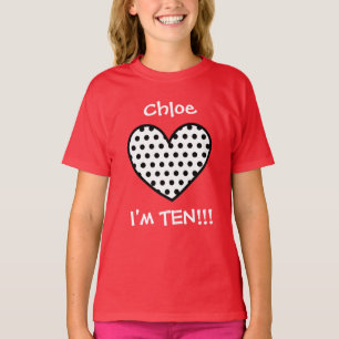 10th Födelsedagpolkaen pricker hjärta W01P Tee Shirt