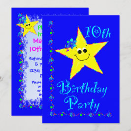10th Födelsedagsfeststjärnainbjudan Inbjudningar