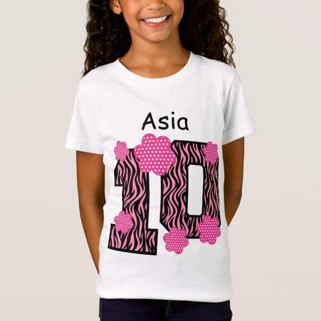 10th För sebraanpassningsbar för födelsedag rosa T-shirt (Framsida)