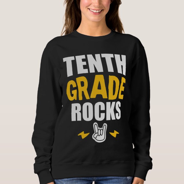 10th Grade Rocks   Back To School Music Teacher St T Shirt (Framsida)