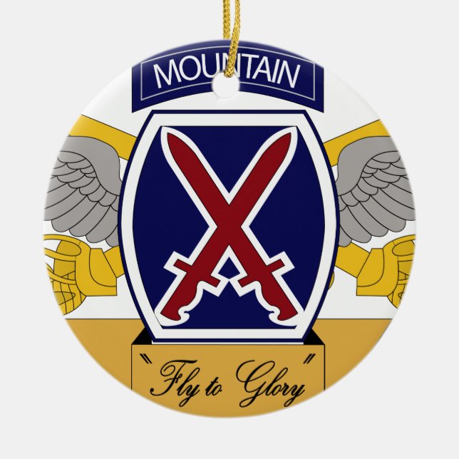 10th Mountain Division Aviation (AVN) Julgransprydnad Keramik (Framsidan)
