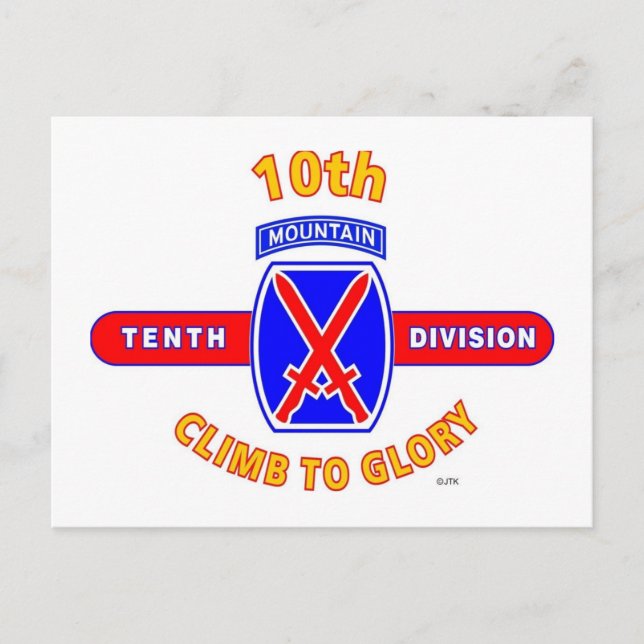 10TH MOUNTAIN DIVISION "CLIMB TO GLORY" VYKORT (Framsida)