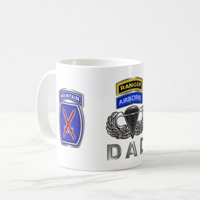 10th Mountain Division Skogsvaktare Airborne Pappa Kaffemugg (Framsida vänster)