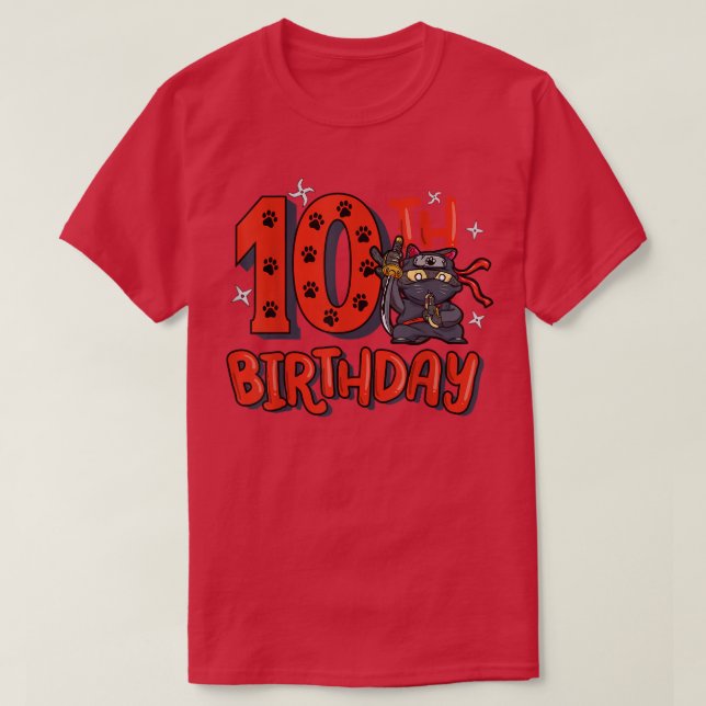 10th Ninja Birthday Boy 10 Year Old Samurai Bday P T Shirt (Design framsida)