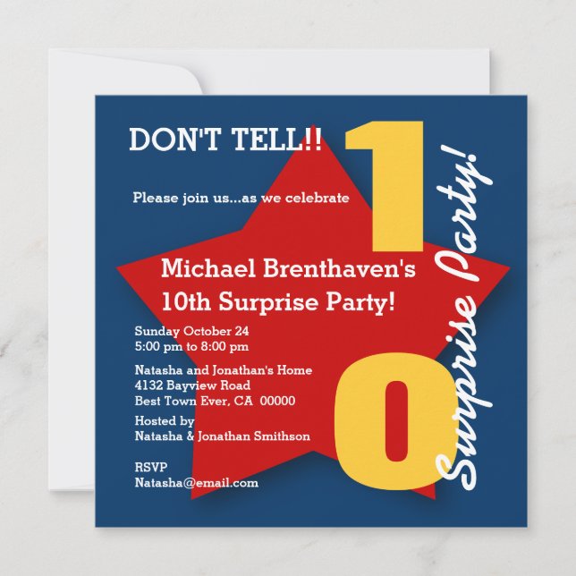 10th RÖD stjärna S03 för Inbjudningar (Framsida)