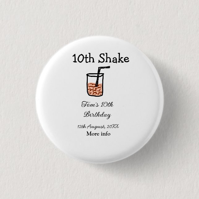 10th Shake 10th grattis på födelsedagen milkshake  Knapp (Framsida)