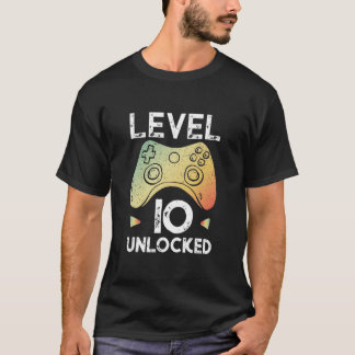 10th Skjortan för födelsedagpojkegameren jämnar 10 T Shirt