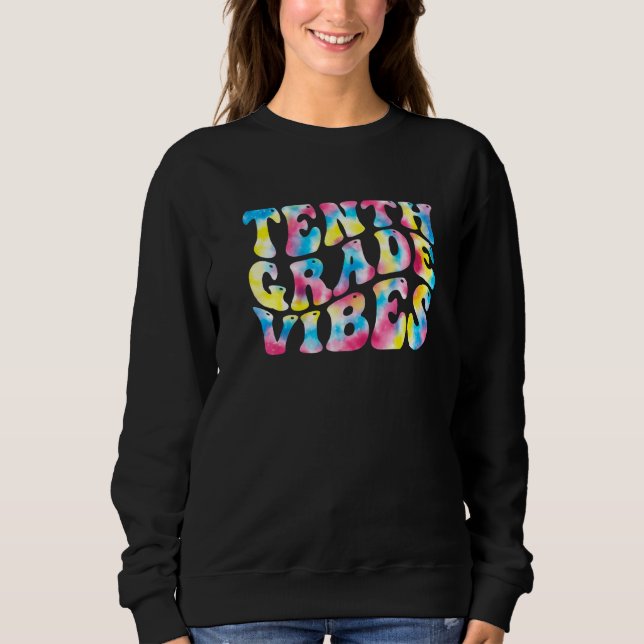 10th Tenth Grade Vibes Teacher Back To School Retr T Shirt (Framsida)