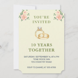 10th Wedding Anniversary Invitation | Elegant Ring Inbjudningar