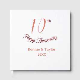 10th wedding anniversary peach pastel name retro b gästböcker
