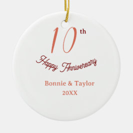 10th wedding anniversary peach pastel name retro b julgransprydnad keramik
