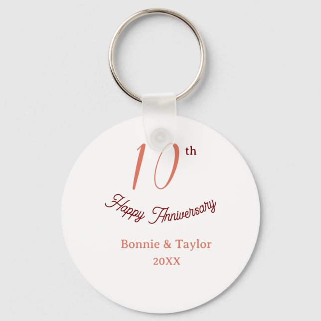 10th wedding anniversary peach pastel name retro b nyckelring (Framsida)