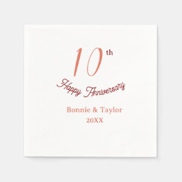 10th wedding anniversary peach pastel name retro b pappersservett