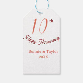10th wedding anniversary peach pastel name retro b presentetikett