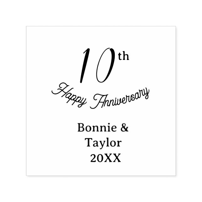 10th wedding anniversary peach pastel name retro b självfärgande stämpel (Design)
