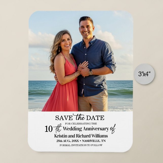 10th Wedding Anniversary Save the Date Photo Magnet (Skapare uppladdad)