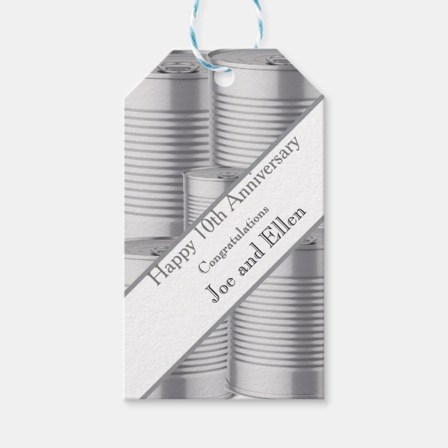 10th Wedding Anniversary, Tin Anniversary Presentetikett (Framsidan)