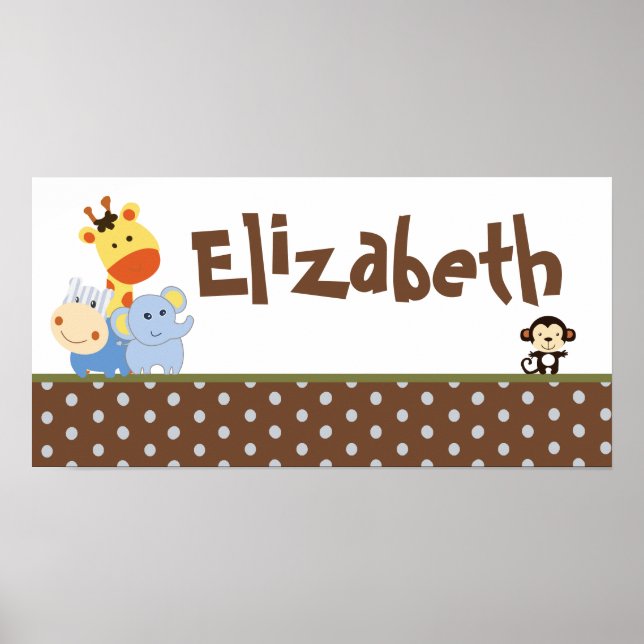 10x20-bitars Namn-utskrift - Jungle Play Poster (Framsidan)