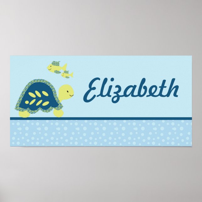10x20 Nursery Art Namn Skriv ut sköldpaddsrevet i  Poster (Framsidan)