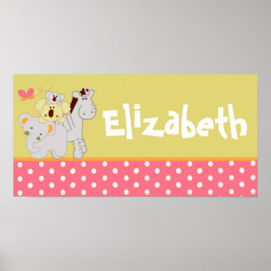 10x20 Nursery Art Namn Skriv ut Tropical Slå Girl Poster