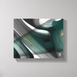 10x8" Trend Abstrakt Konstduk Svart Vitt Grönt Canvastryck