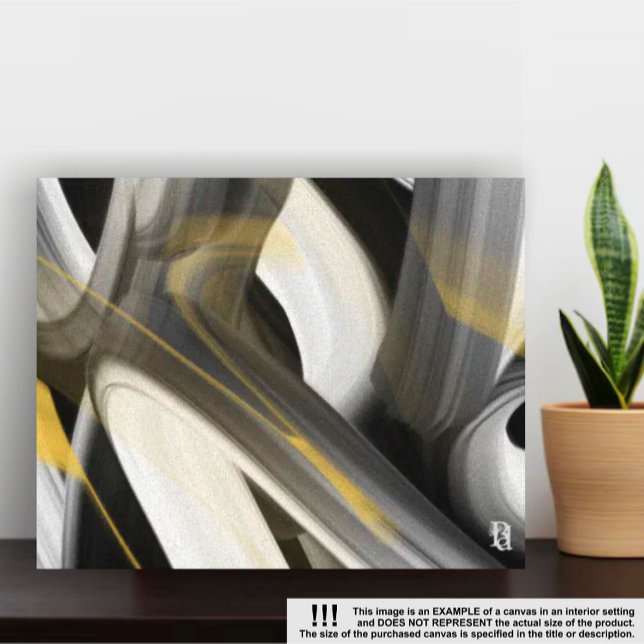 10x8-tums Trend Abstrakt Art Canvas Black White Gu (Skapare uppladdad)