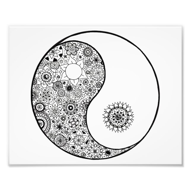 10x8 Vackert handduk som illustrerar Yin Yang Art Fototryck (Framsidan)