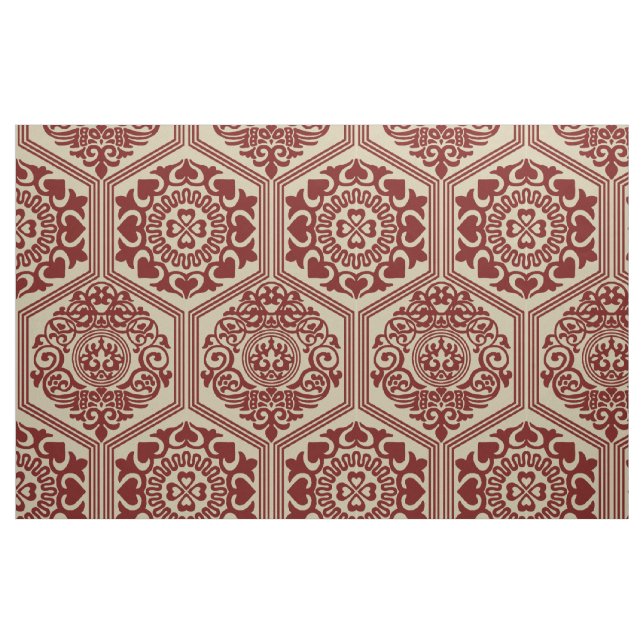 1100-tals hexagoner - Mörkröd på lin Tyg (Fat Quarter)
