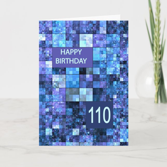 110:e födelsedag, blå fyrkanter, kort (Framsida)