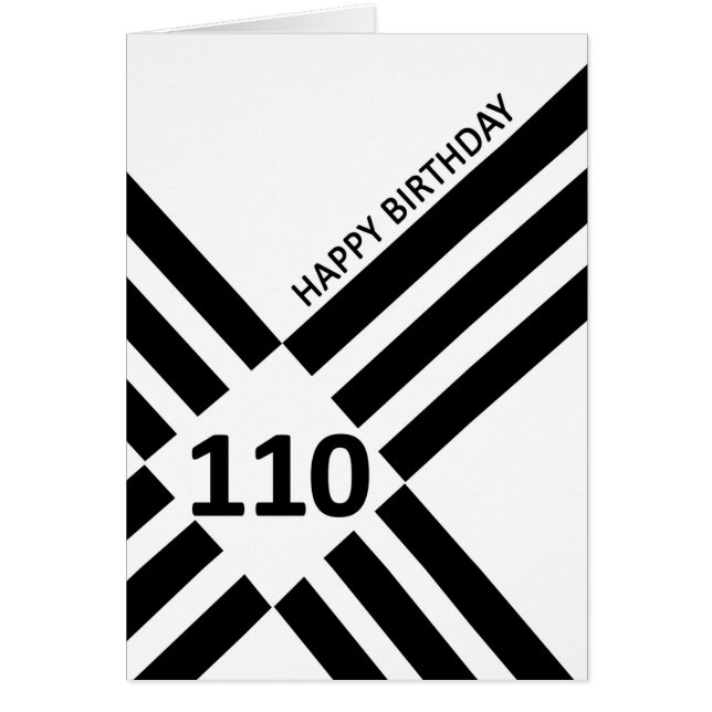 110th Diagonal Black Line-design födelsedag Hälsningskort (Framsidan)