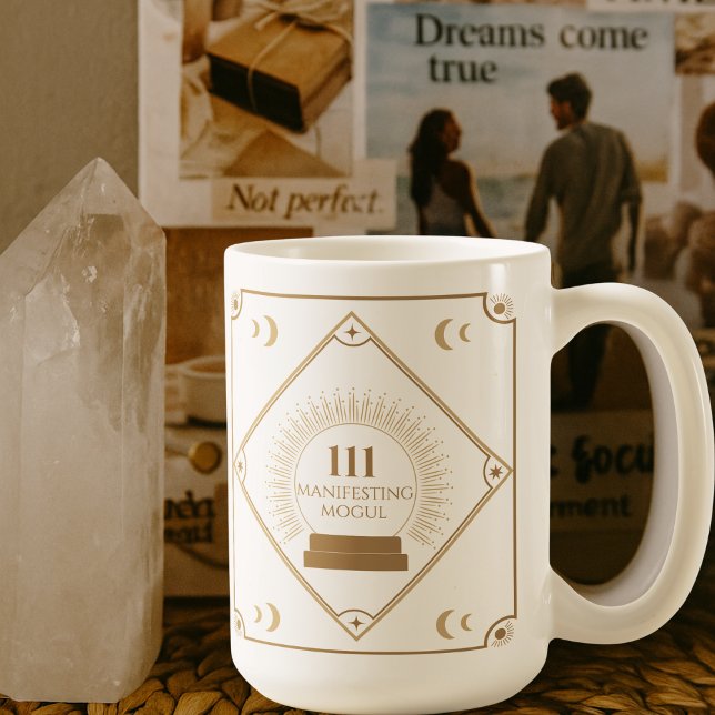 111 Geltal Manifestation Crystal Boll Mugg (111 Angel Number Manifesting Mogul Mug for Your Mornings.)