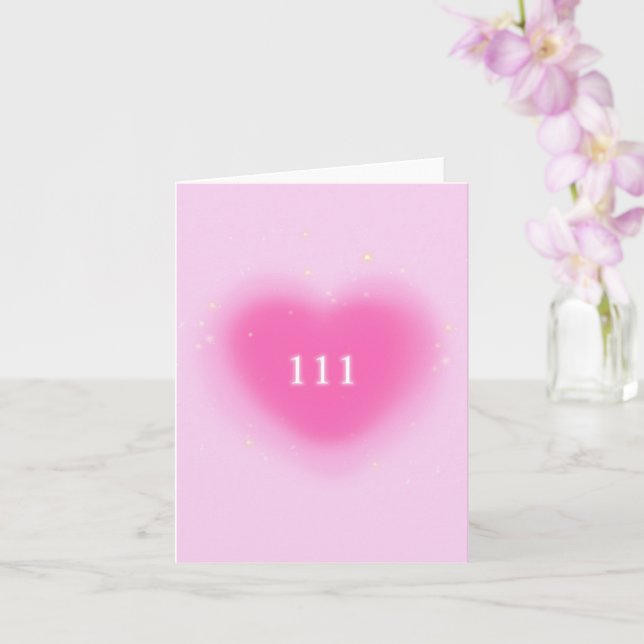 111 Söt Rosa Hjärtbedövningsgelnummer Kort (Orkide)