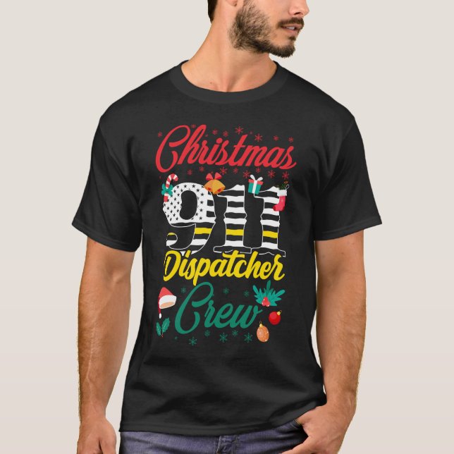 1143 Dispatcher Thin Guld Line jul 911 T Shirt (Framsida)