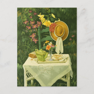 1144 Tea Time in Garden Postcard Vykort