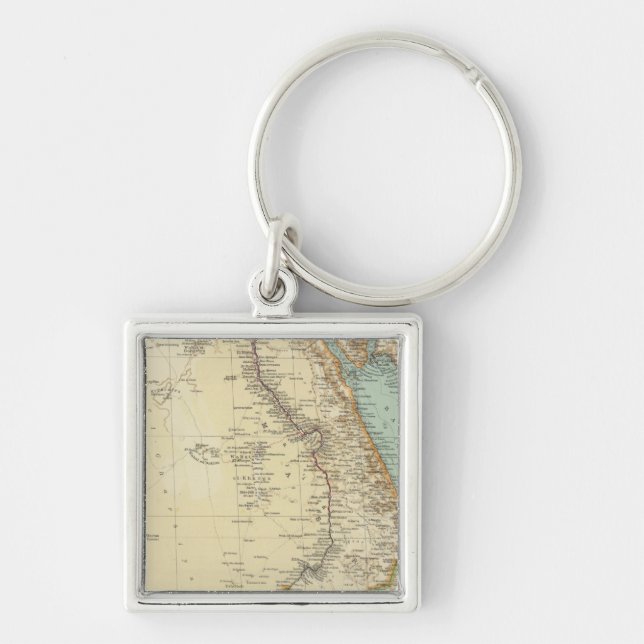 115 Egypten Fyrkantig Silverfärgad Nyckelring (Framsidan)