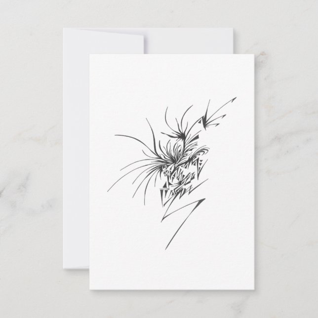 118 Black White Abstract Tribal Tattoo Art Tack Kort (Framsida)