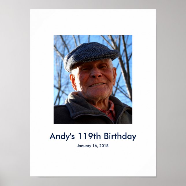 119:e födelsedagsfotoskylten anpassningsbar in Par Poster (Framsidan)