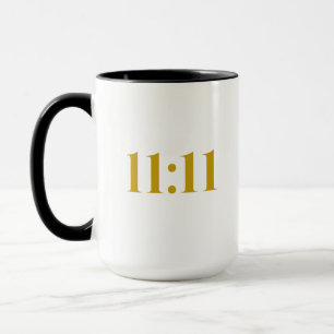 11:11 Svartvit och Guld-bekräftelsekaffe Mugg