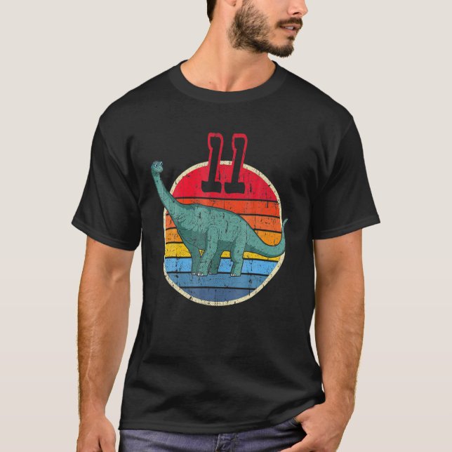 11:a födelsedagen I Brachiosaurus Diplodocus I-fam T Shirt (Framsida)