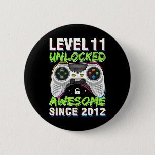 11 år gamla Bday Son Boy Funny Gamer 11 år gamla b Knapp