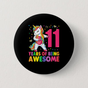 11 år Gamla Unicorn Flossing 11th Birthday Girl U Knapp