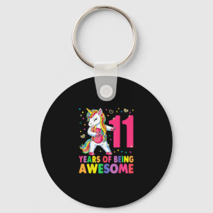 11 år Gamla Unicorn Flossing 11th Birthday Girl U Nyckelring
