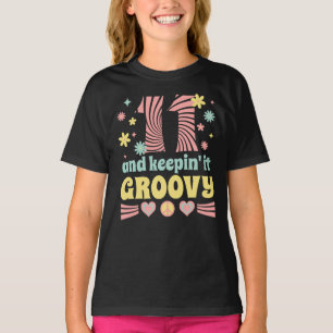 11 år gammal elfte födelsedagen Groovy Vintage Gir T Shirt
